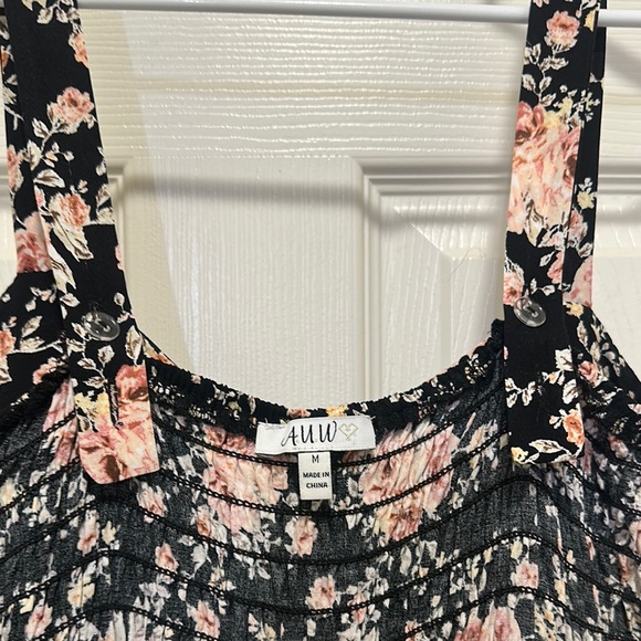 Black and Pink Sleeveless Spaghetti Strap Midi Sundress - Picture 8 of 10